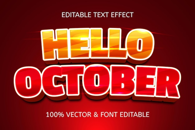 Hola efecto de texto editable de lujo estilo octubre