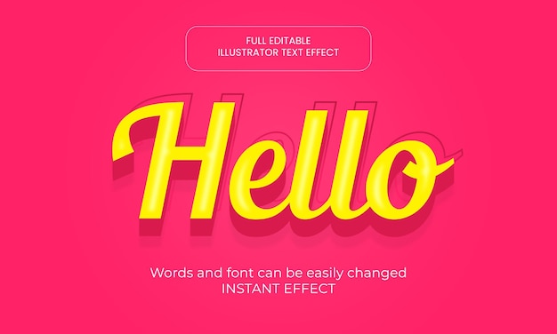 Hola efecto de texto editable vector