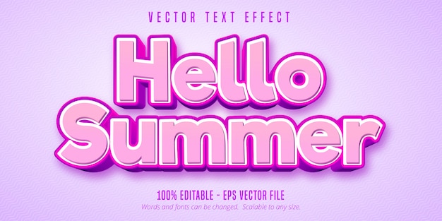 Hola efecto de texto editable de verano