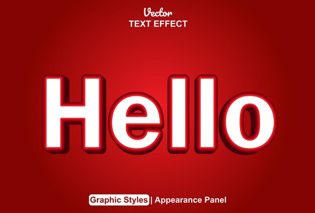Hola efecto de texto con estilo gráfico naranja y editable.
