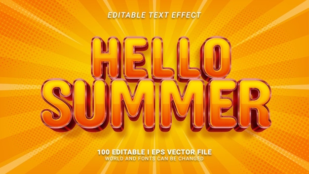 Hola efecto de texto de verano