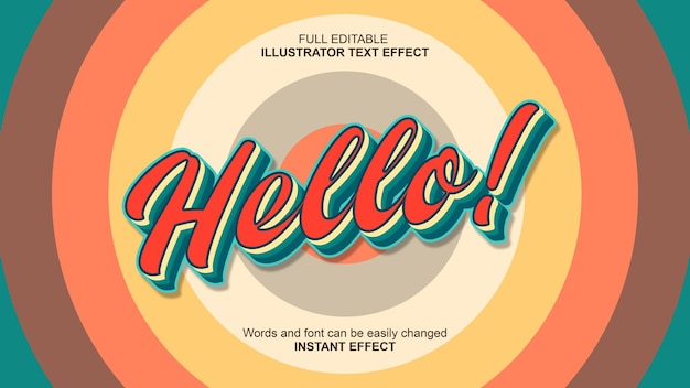 Vector hola efecto de texto vintage