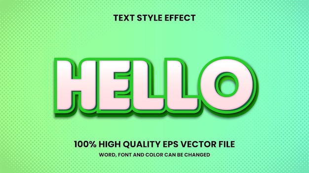 Vector hola efecto de texto