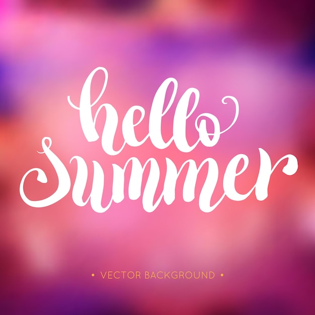 Hola fondo de letras de mano de verano
