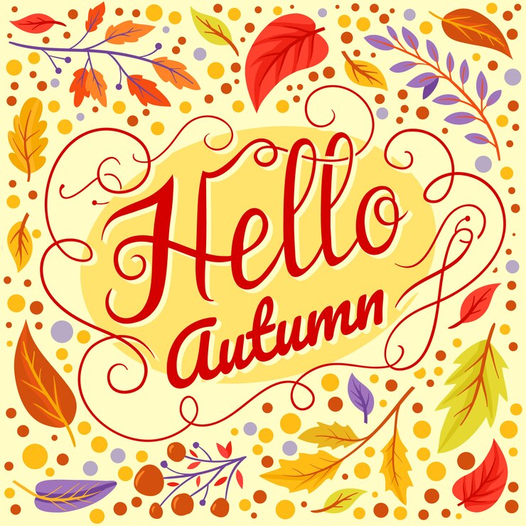 Vector hola fondo otoñal con hojas de otoño