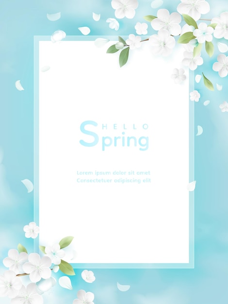 Hola, fondo vectorial de primavera con flores