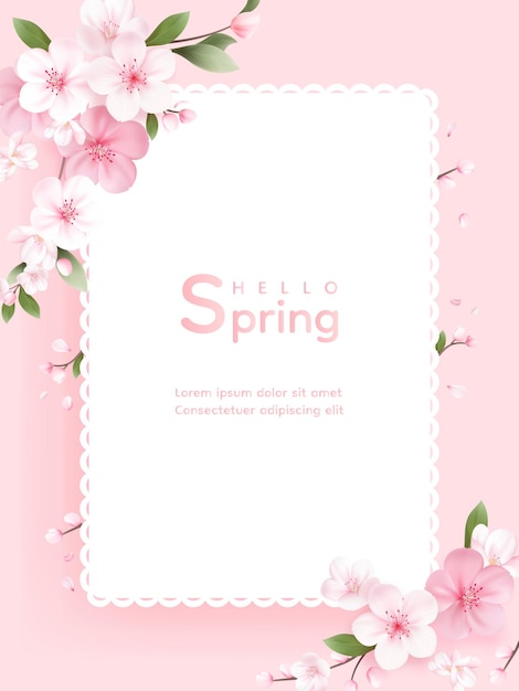Hola, fondo vectorial de primavera con flores