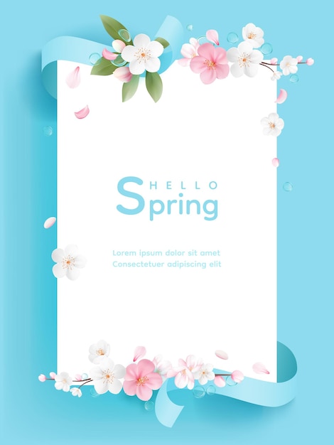 Hola, fondo vectorial de primavera con flores