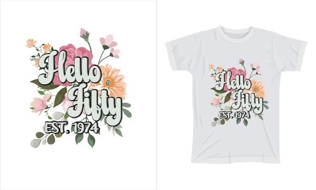 Hola Hilty Est2024 colorida camiseta gráfica diseño de camiseta de flores silvestres