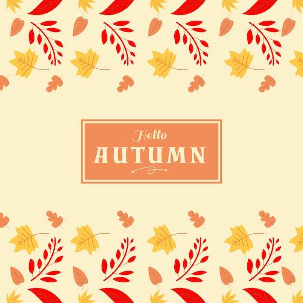 Hola hojas de otoño diseño de plantilla de redes sociales de fondo de temporada de otoño