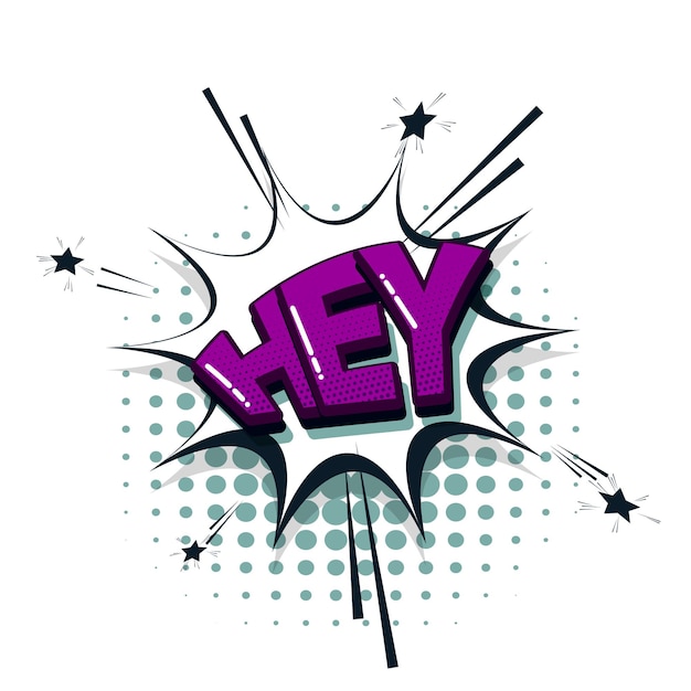 Hola, hola, texto cómico, efectos de sonido, estilo pop art, vector, bocadillo, palabra, caricatura
