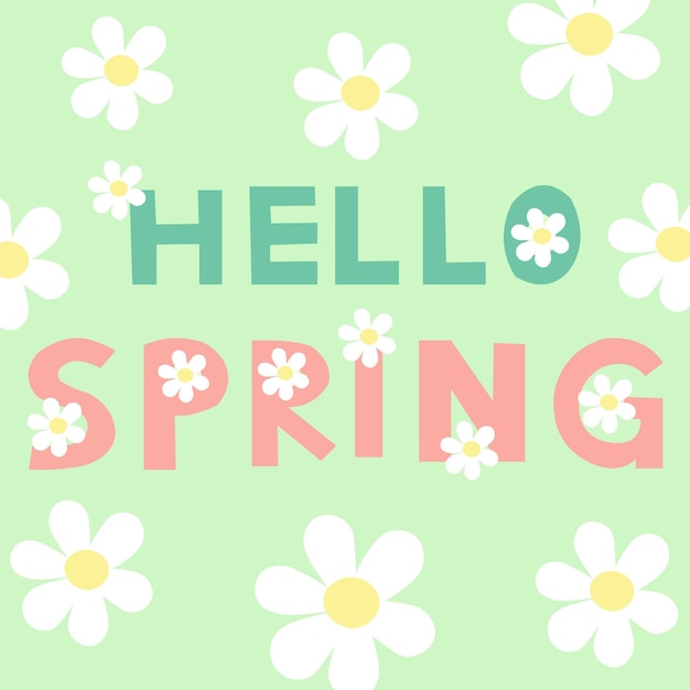Hola ilustración divertida de primavera para impresión de moda