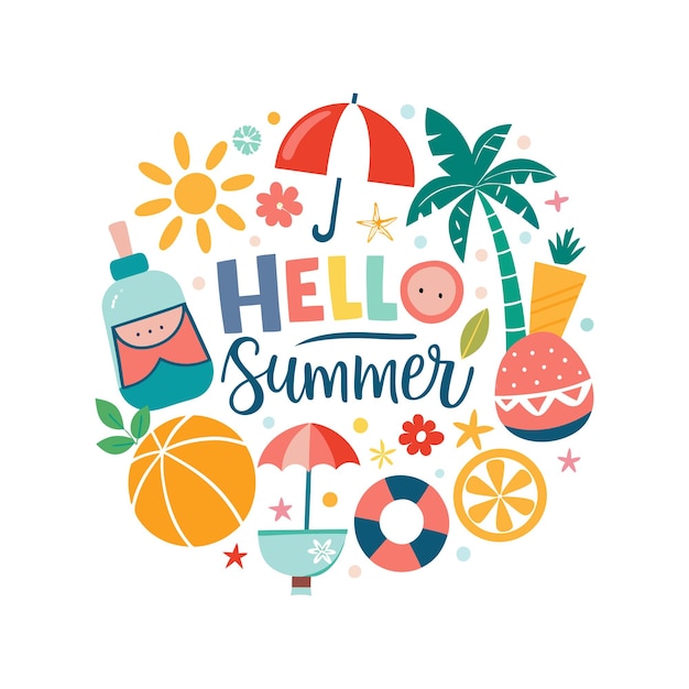 Hola ilustración de fondo de verano