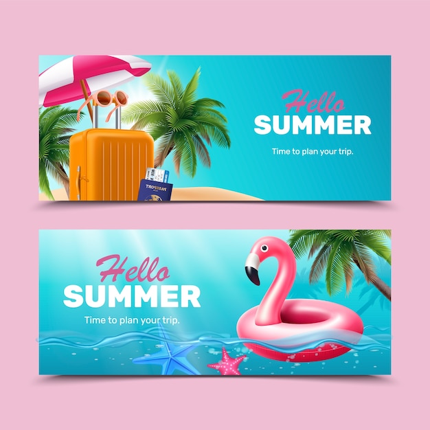 Hola, juego de pancartas de verano.