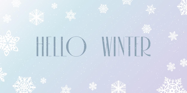 Hola Letras de invierno Invierno elegante letras modernas fondo de copos de nieve Una frase pintada de inspiración de invierno Ilustración vectorial