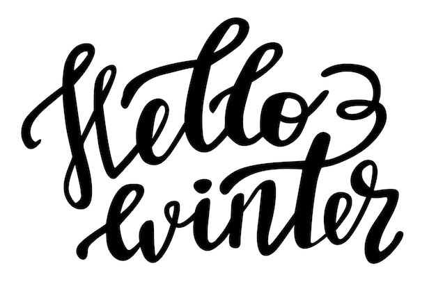 Vector hola letras de mano de invierno.