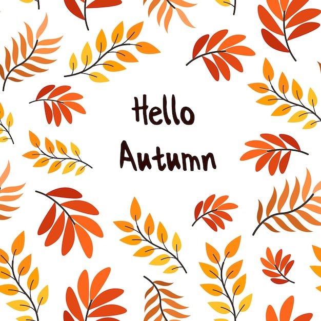 Hola letras de otoño con arreglo de hojas de otoño