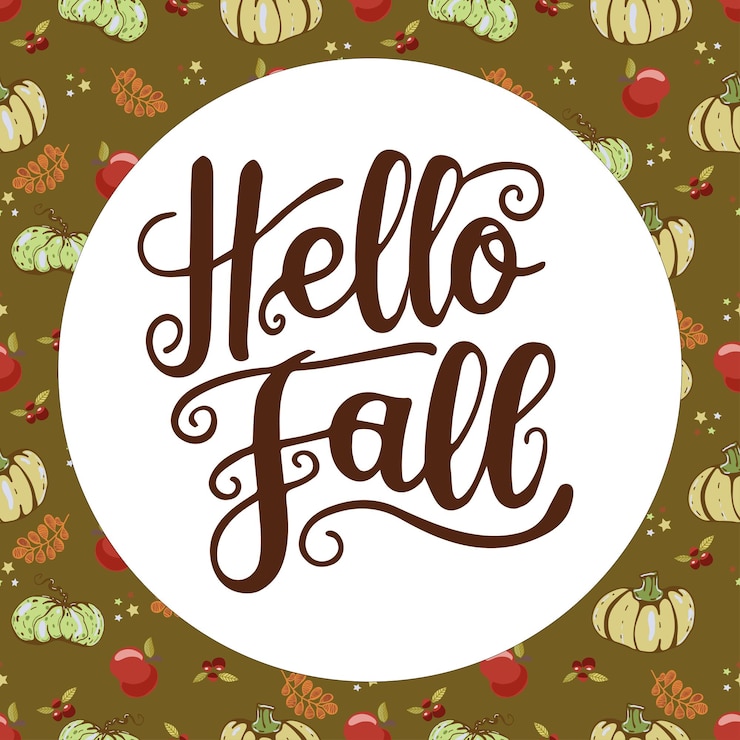 Vector hola letras de otoño tarjeta vectorial decorativa de otoño