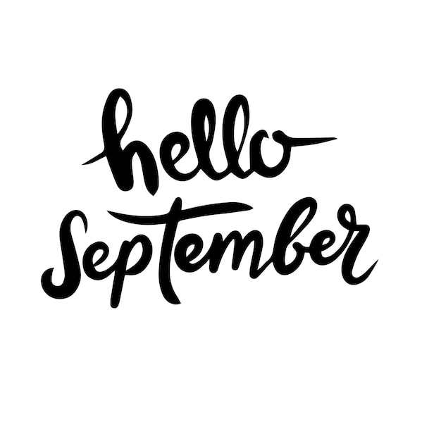 Hola, letras de texto de septiembre Arte vectorial dibujado a mano