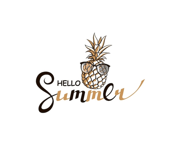 Hola letras de verano con piña