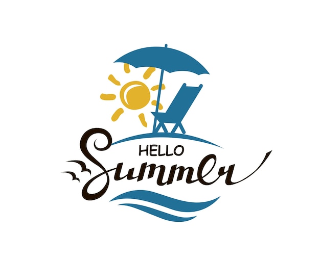 Hola letras de verano con playa