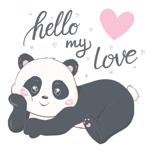 Hola lindo y dulce oso panda peluche juguete divertido y lindo oso panda ama a ti mismo tarjeta postal etc