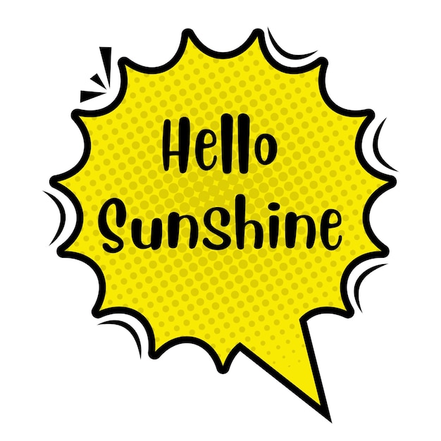 Hola Mensajes Sunshine Sticker Diseño de letras pegatina mensaje tipográfico insignia de chat