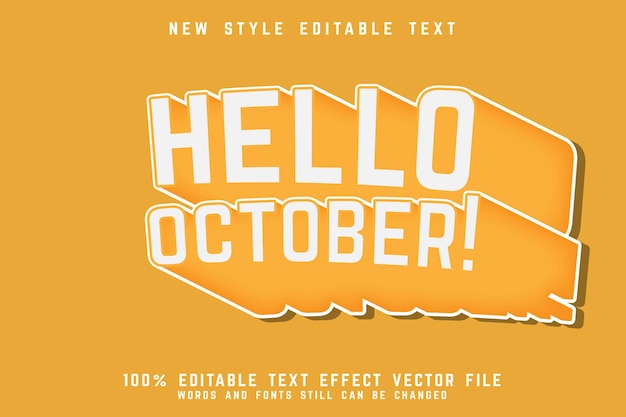 Hola octubre efecto de texto editable en relieve estilo collage