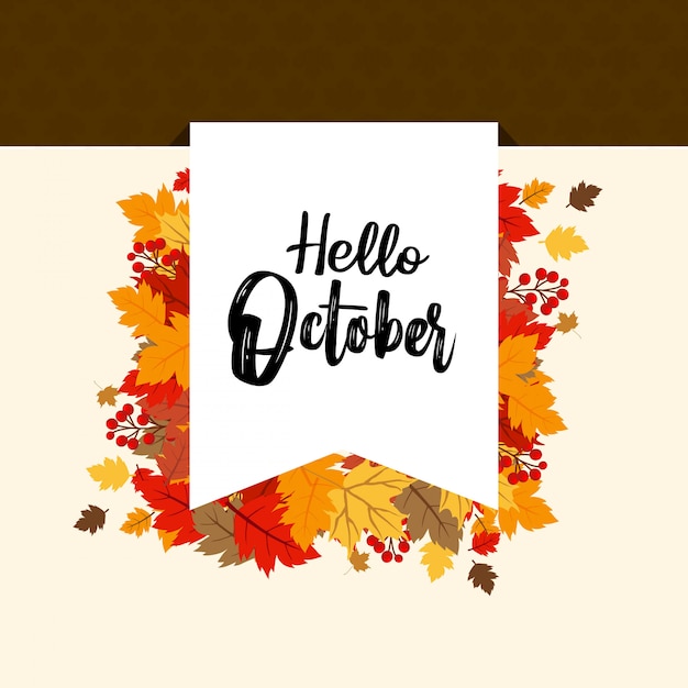 Hola octubre otoño vector de diseño
