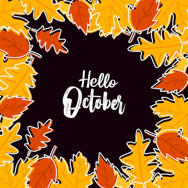Vector hola octubre otoño vector de diseño