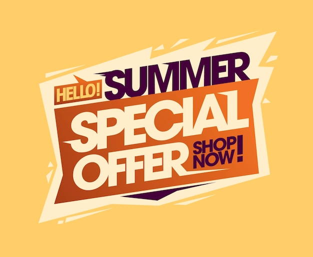 Vector hola oferta especial de verano plantilla de banner web