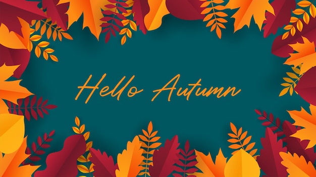 Hola otoño banner ilustración vectorial