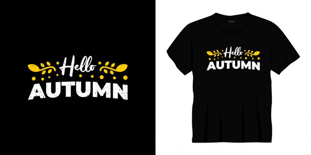 hola otoño diseño de camiseta de tipografía