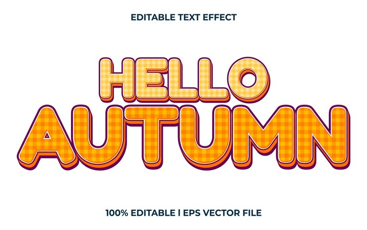 Vector hola otoño efecto de texto editable, estilo de fuente de tipografía de letras, texto 3d colorido para tittle
