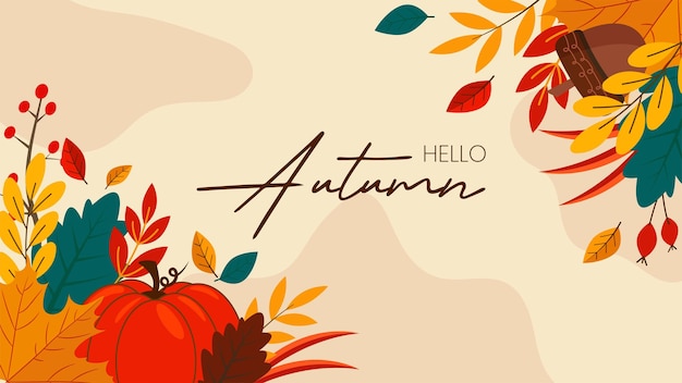 Vector hola otoño fondo banner vector ilustración