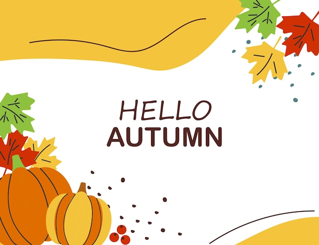 Hola pancarta de otoño o tarjeta de felicitación para las vacaciones de otoño Vector