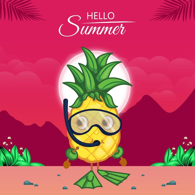 Hola plantilla de diseño de banner de verano