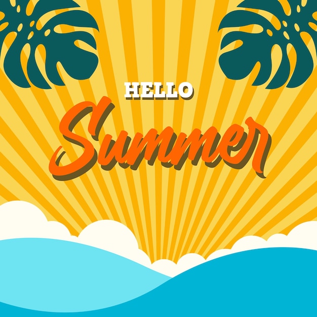 Hola playa de verano ilustración de fondo