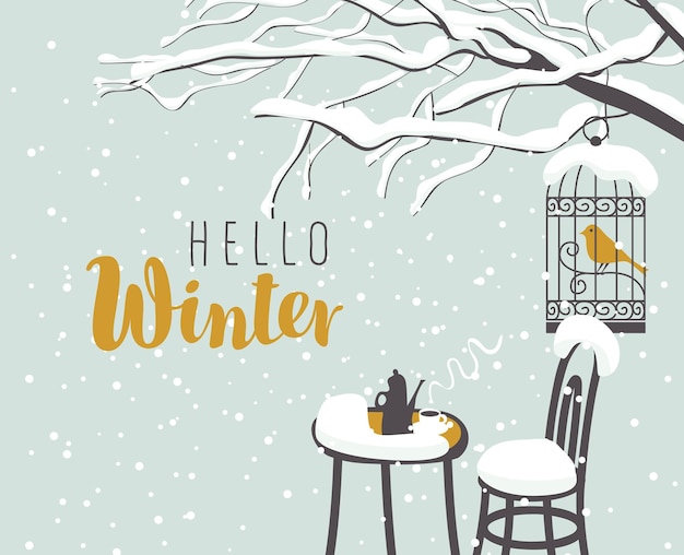 Hola, póster de invierno