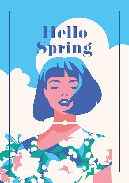 Hola, póster romántico de la primavera