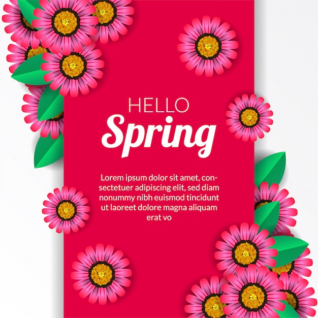 Hola primavera con flor rosa flor