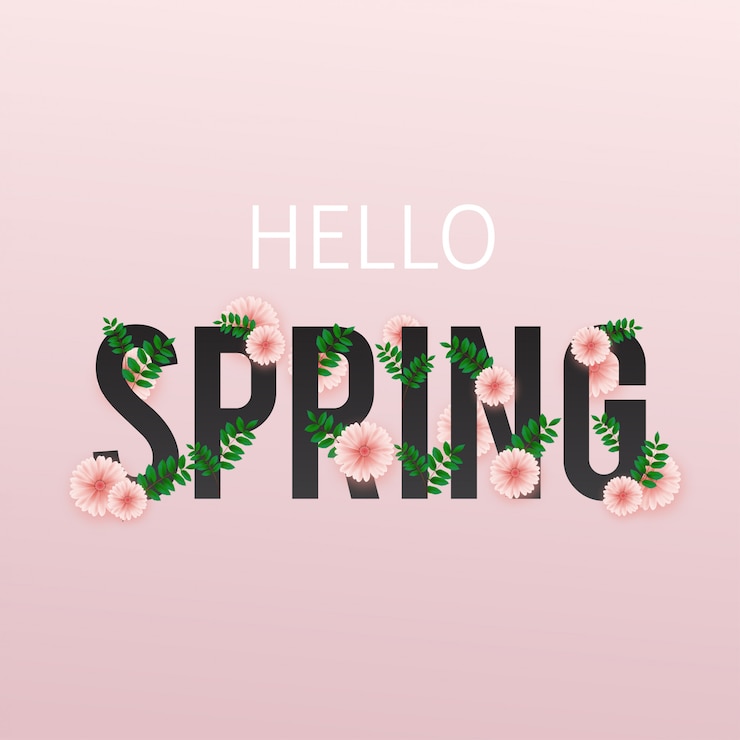 Vector hola primavera. ilustración con arrugas y hojas