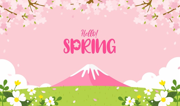 Hola primavera Japón paisaje fondo vector