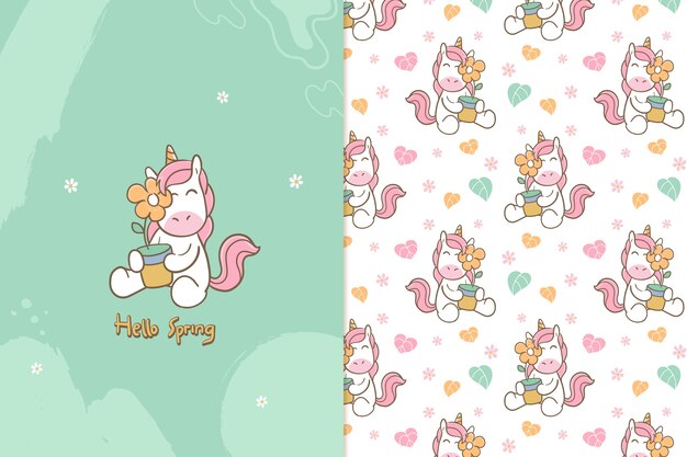 hola primavera unicornio de patrones sin fisuras
