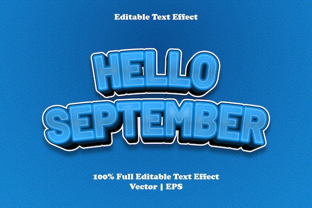 Hola septiembre efecto de texto editable