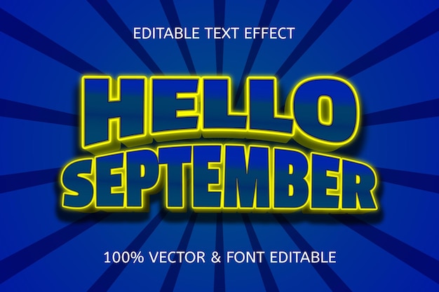 hola septiembre efecto de texto editable