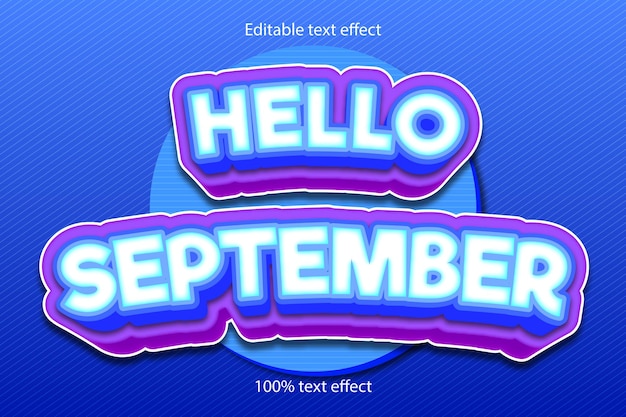 Hola septiembre efecto de texto editable