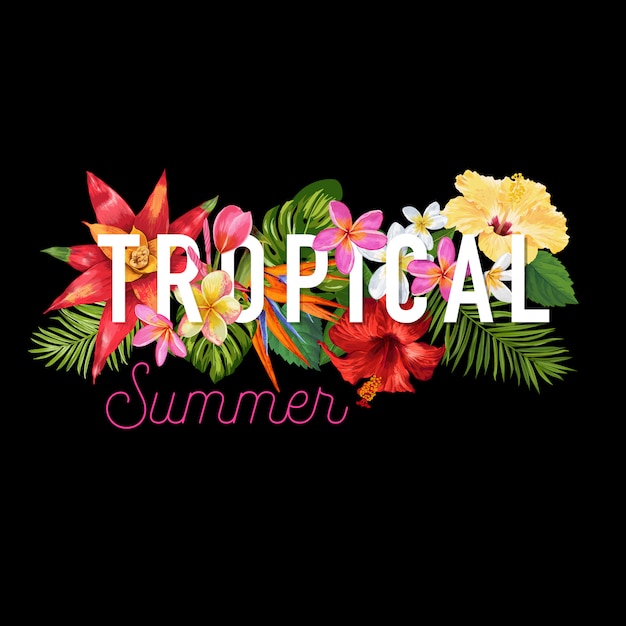 Hola summer tropic design flores banner