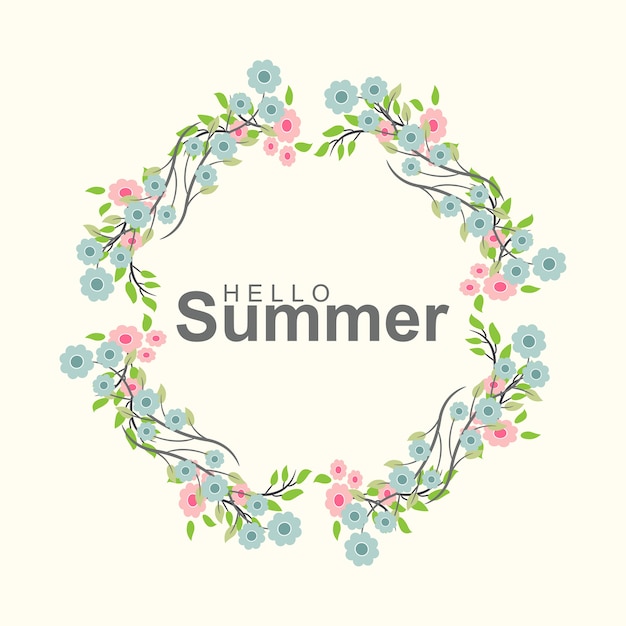 Hola tarjeta de felicitación de verano con corona de flores