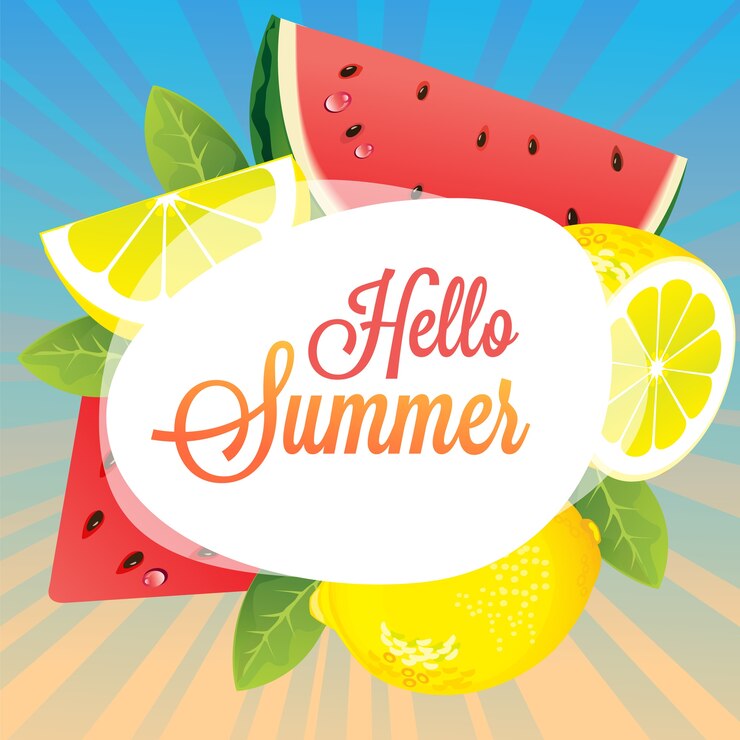 hola tarjeta de verano con sandía y limón
